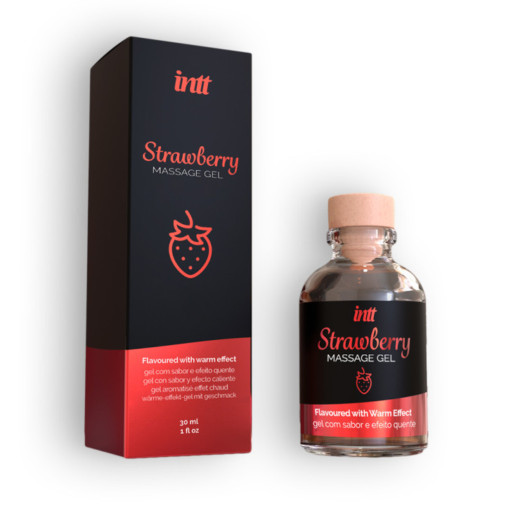 Gel de Massagem  Morango com Efeito Quente INTT | Brinca Boutique
