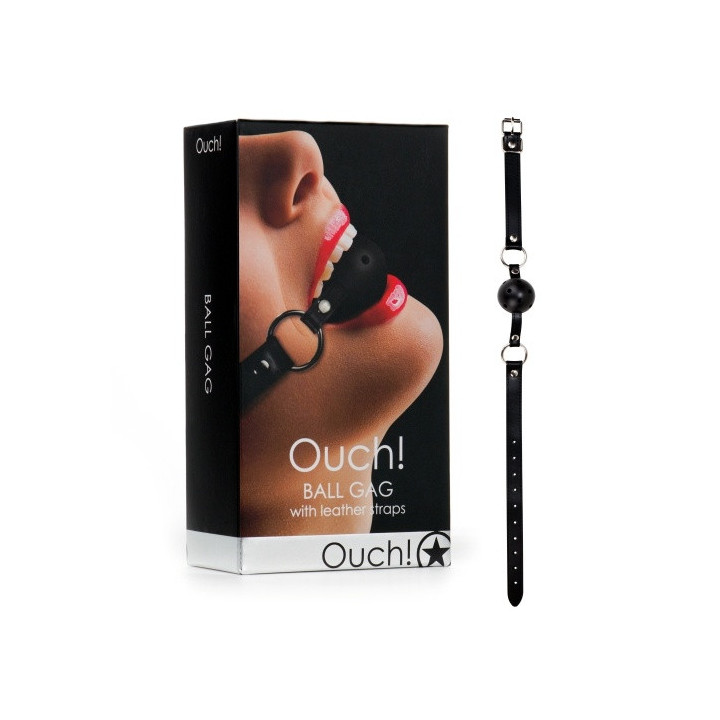 Mordaça Bola Perfurada Ouch! Preta | Brinca Boutique