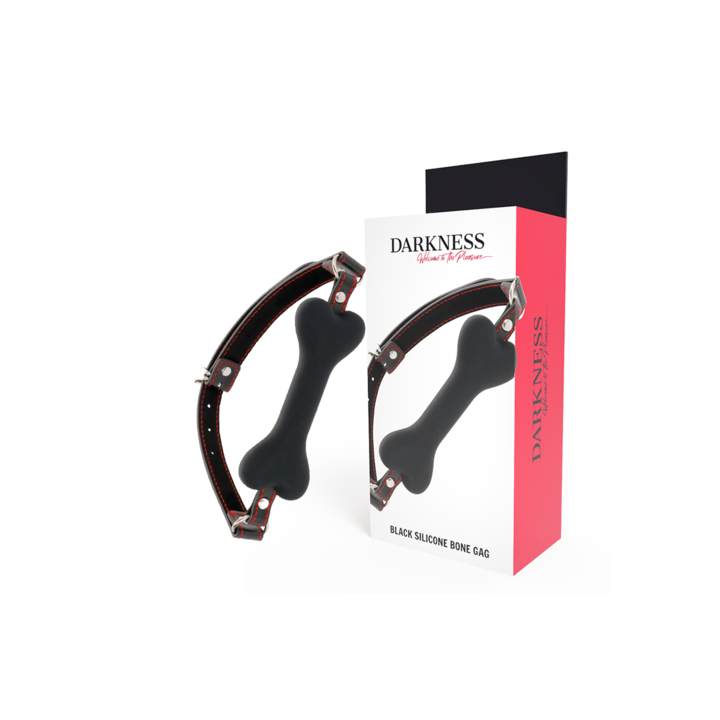 Mordaça de Silicone Osso Preta Darkness | Brinca Boutique