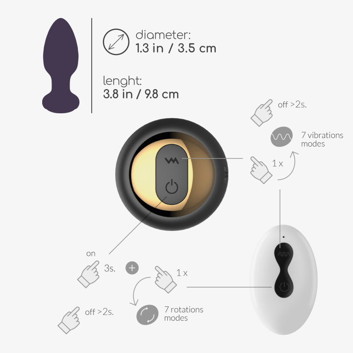Plug Anal Rotativo Twister com Comando Crushious | Brinca Boutique