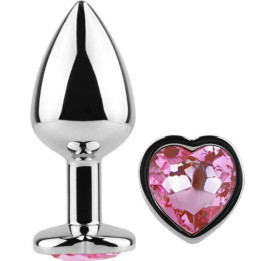 Plug Anal Metal Coração Fúcsia Médio 7 cm - Secret Play | Brinca Boutique