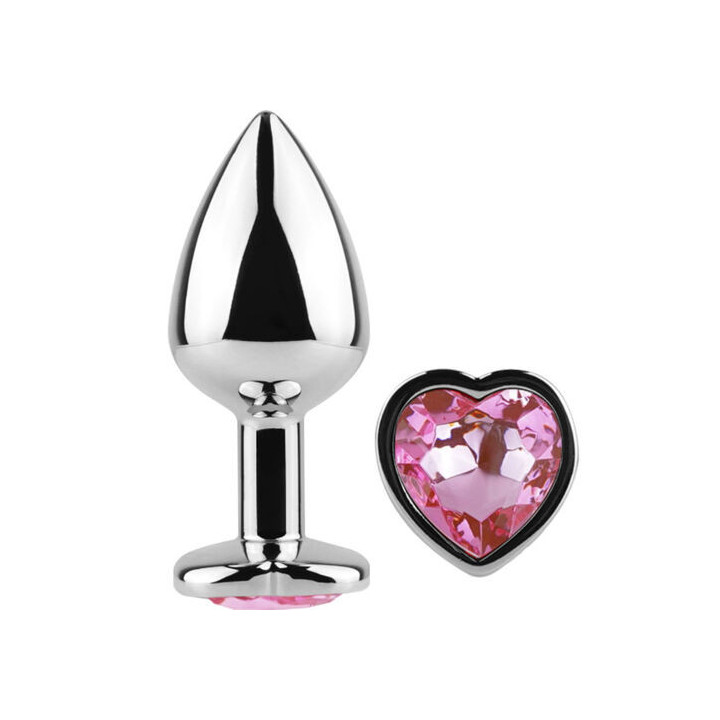 Plug Anal Metal Coração Fúcsia Médio 7 cm - Secret Play | Brinca Boutique