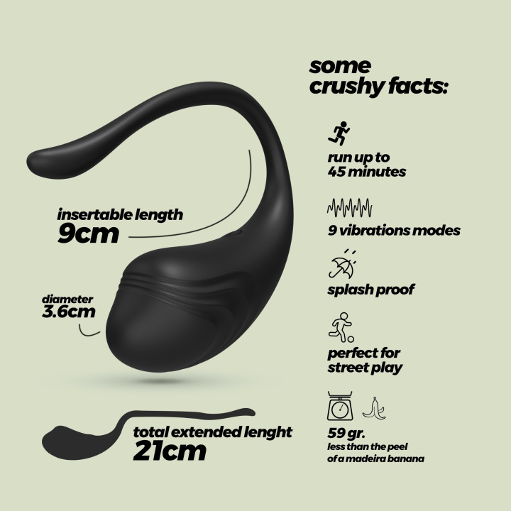 Ovo Vibratório Tamago Preto Crushious | Brinca Boutique
